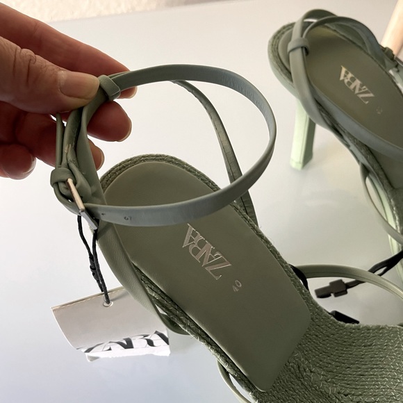 ZARA HEELED LEATHER SANDALS WITH JUTE INSOLE - Picture 7 of 15